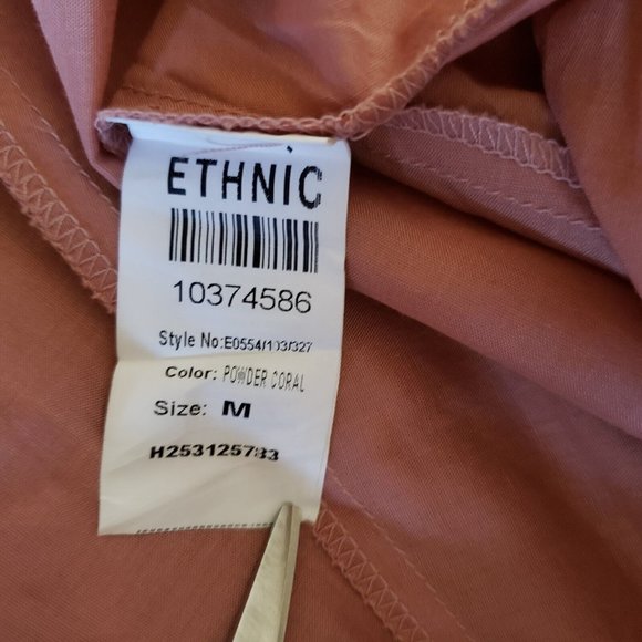 Women's Powder Coral Organza Gold Embroidery Yok Flare And Sleeves Peplum Top - Picture 10 of 14